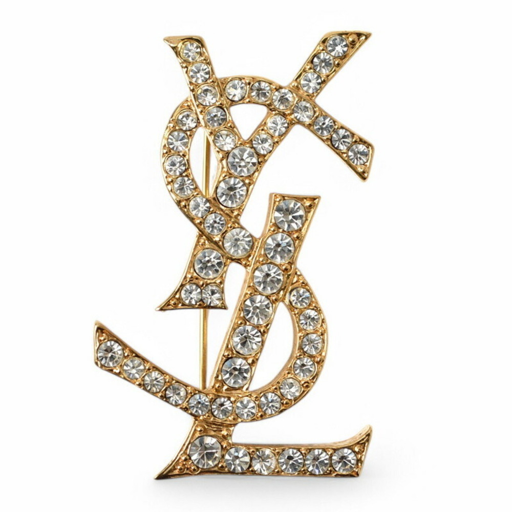 YVES SAINT LAURENT Gold Monogram Brooch